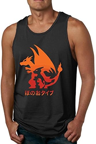Asdf666 Men's Pocket Charizard Mega Fire Evolution Tank Top/Vest/Sleeveless