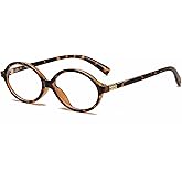 Breaksun Fashion Oval Glasses for Women Men Retro Round Tortoise Frame Blue Light Glasses Nerd Eyeglasses