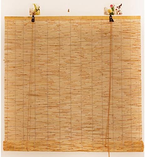 Zlovne ナチュラルリードカーテン レトロ ローマ風ブラインド ルーバーウィンドウ 竹ローラーブラインド 手編みサンシェード 通気性 紫外線防止 ガーデン バルコニー 窓用 カスタマイズ可能なサイズ 80x150cm 32x59in