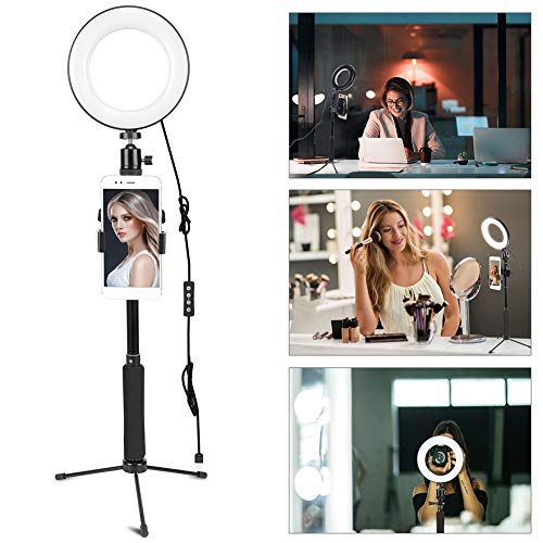 ZOMEI Dimmable LED Ring Light with Adjustable Selfie Stick Stand and Phone Holder for Selfie Makeup Filming Light - Thumbnail 7