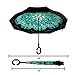 Amersin Double Layer Inverted Umbrella Cars Reverse Open Folding Umbrellas, Windproof UV Protection Large Self Stand Upside Down Straight Umbrella Golf Women Men C-Shaped (pecock)