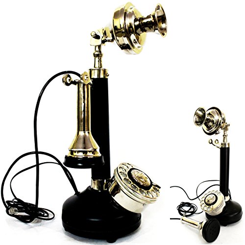 Contemporary Style Beautiful Table Decoor Candel Stick Phones Black & Silver Finish