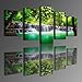 Canvas Wall Art HD Picture Print On Canvas Modern Giclee Artwork Home Decor Stretched and Framed Ready to Hang (Green Waterfall Scenery, 8x12x2pcs+8x16x2pcs+8x20inch x 1pcs)