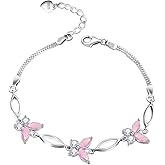 Nieboa Gifts for Women S925 Sterling Silver Purple Butterfly Bracelet,Adjustable Charm Bracelets Jewelry Present for Women,Anniversary Holiday Christmas Birthday Gifts for Mother Wife Daughter