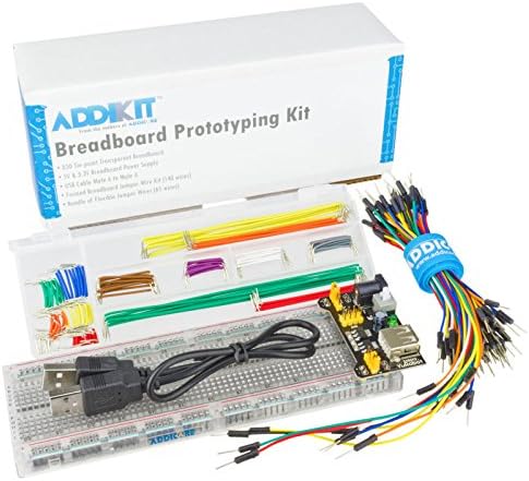 Addicore Breadboard Prototyping AddiKit: Transparent Breadboard with 3.3V/5V Power Module and Jumper Wires