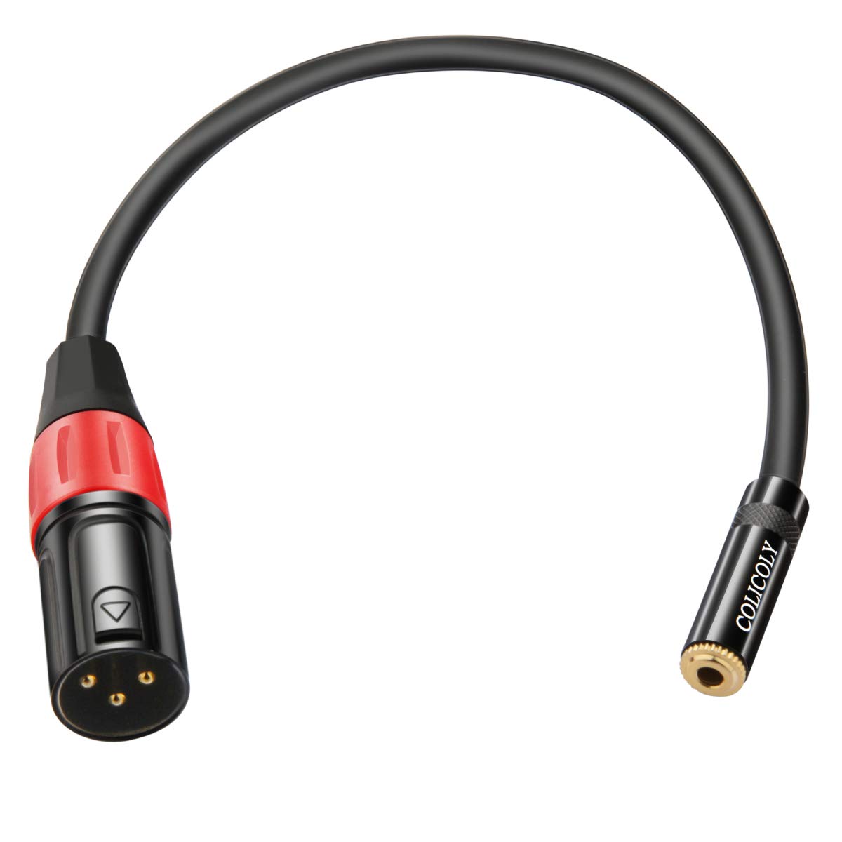 JOMLEY 1/8 to XLR Cable, Balanced 3.5mm Female to XLR Male Stereo Audio Adapter, 1/8" TRS to XLR Male Connector Converter Interconnect Cable - 1ft