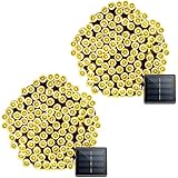 Vmanoo Solar Christmas Lights, 72 Feet 22 Meter 200 LED 8 Modes String Lights, Waterproof Fairy Xmas Lights for Outdoor Indoor Wedding Holiday Party, Thanksgiving Day Decorations, 2 Pack (Warm White)