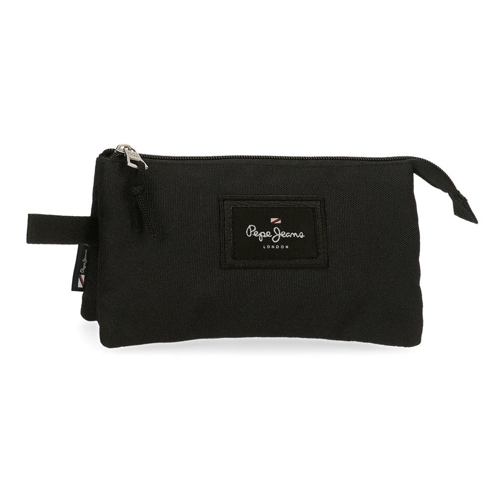 Pepe Jeans Aris trifold pencil case, 22x12x5 cms, black , 22x12x5 cms, trifold pencil case