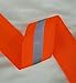 Neon Orange Reflective Glo Grosgrain Ribbon - 2" Silver Reflective Stripe -100% Polyester / Sports, Selling Per 2 Yards
