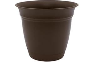 The HC Companies 20 Inch Eclipse Round Planter with Saucer - Indoor Outdoor Plant Pot for Flowers, Vegetables, and Herbs, Chocolate