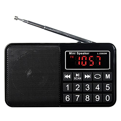 Mini Pocket Radio FM/AM/SW Radio Multiband Digital Radio Receiver MP3 Music Player Multimedia Speaker Y4199 Black