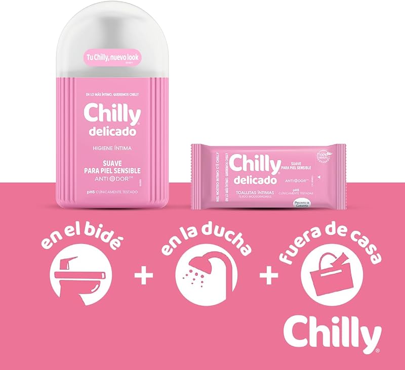 Chilly Delicate, Gel de Higiene Íntima, Fórmula Suave, 250ml