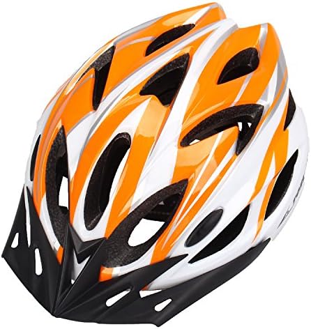 Outdoor Adult Safety Road/Mountain Bike Helmet Ultralight Ventilation 18-Hole Design With Cap Peak Orange