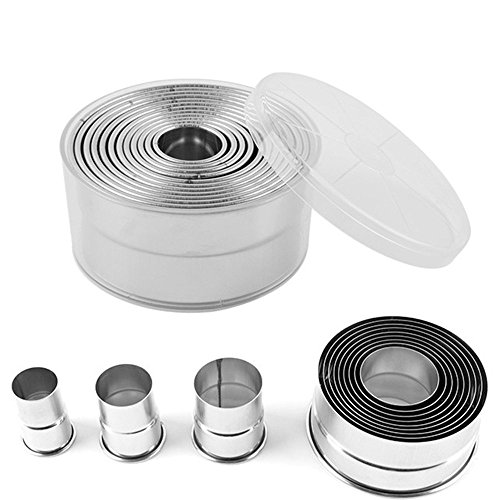 Wewin 12-Piece Different Sizes Round Biscuit Mold Stainless Steel Biscuits Dessert Toast Smooth Cookie Cutters Baking Mold - Thumbnail 7