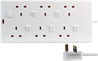 PRO ELEC PEL00030 6 Gang Switched Extension Lead 3m White Individual Switches