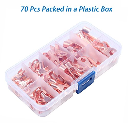 70pcs Open Barrel Wire Crimp Copper Ring Terminal Lugs 70pcs Open Barrel Wire Crimp Copper Ring Terminal Lugs