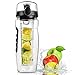 esLife 32 OZ Fruit Infuser Water Bottle with Large BPA Free Tritan Infusion Bottle Flip Top Lid & Dual Anti-Slip Grip Drinking Cup for Sports, Camping and Homeuse--Black