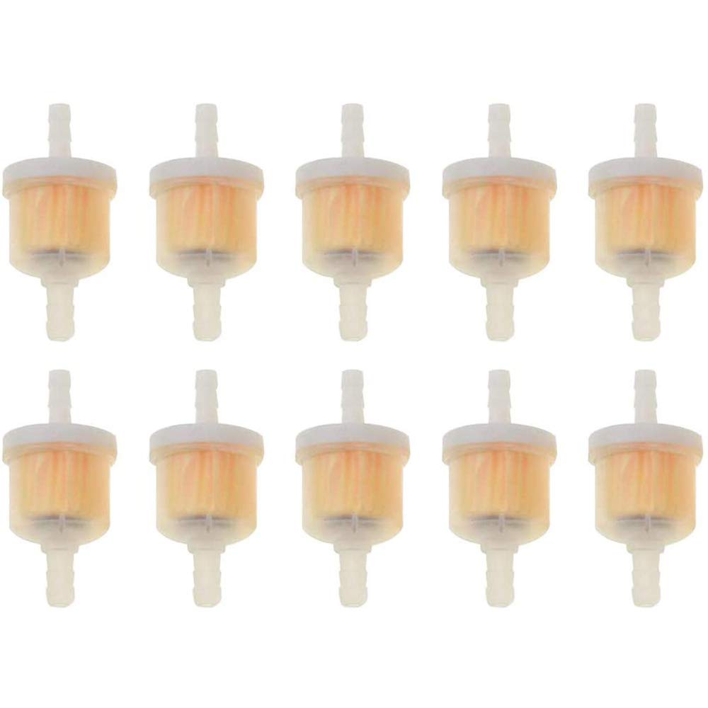 POFET 10pcs Universal Plastic Inline Gas/Fuel Filter 6MM-7MM 1/4 Small Engine Tool for 50cc 90cc 110cc 125cc 150cc Motorcycle Dirtbike ATV Moped Scooter
