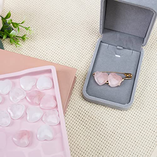 BigOtters Heart Rose Quartz, 16 PCS Healing Crystals Gemstones Bulk Love Palm Crystals for DIY Crafts Chakra Wedding Valentine