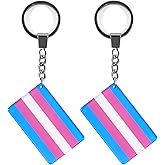 QQSD Transgender Trans Pride Flag Keychain LGBT Key Ring, 2 Pack