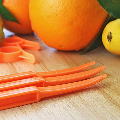 Updated Orange Citrus Peelers，Easy Fruit Slicer Cutter Remover Opener Kitchen Accessories Knife Cooking Tool Kitchen Gadget Plastic Pack of 12