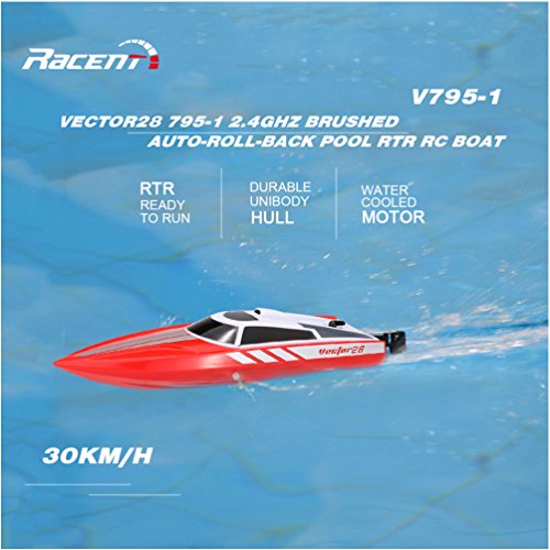 ALLCACA RC Boats 30KM/H High Speed 2.4Ghz Radio Controlled Boats Electric Racing RC Ship for Lakes,Pools and Outdoor Adventure - Thumbnail 2