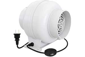 Artibear 3.5 Inch 168 CFM Inline Duct Ventilation Fan with 2 Speed Controller, Air Vent Blower for Hydroponic Grow Tent, Greenhouse, Workshop, Attics, Basement, Kitchens, White