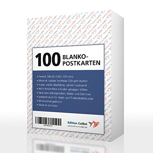 Pack of 100 Blank Postcards, DIN A 6 (5,8 x 4,1 inches) in a Box