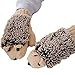 Pusheng Women Winter Cartoon Gloves Thick Knit Hottest Hedgehog Mittens (Beige)