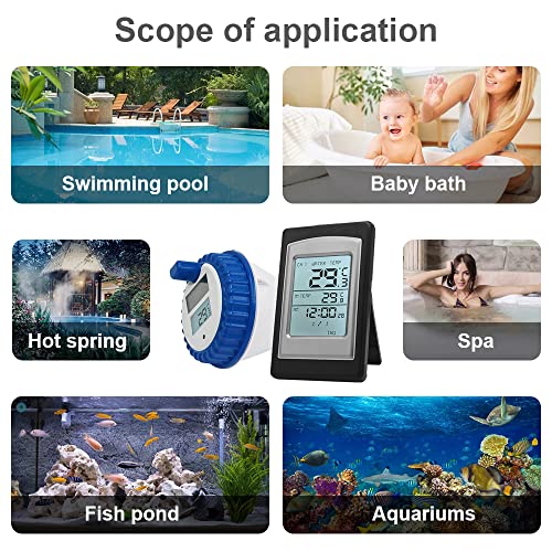 Pool Thermometer, Wireless Floating Easy Read, Solar Remote Digital