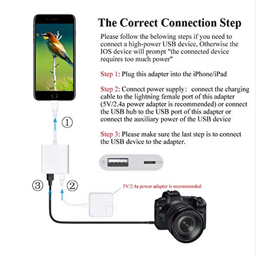 Lightning USB Camera Adapter,Apple Certified USB Female OTG Reader