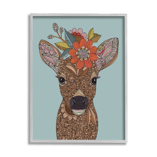 Stupell Industries BaBy Deer Fawn Flower Crown Intricate Paisley Designs Framed…