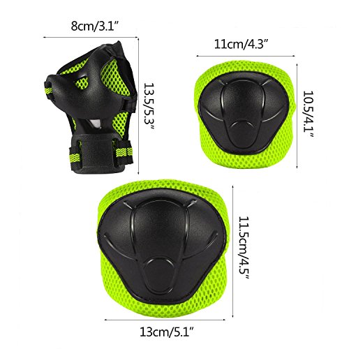 6PCS Children Cycling Roller Protective Pads, Eruner Kid's Skateboard Biking Roller Blading Wrist Elbow Knee Pads Blades Guard Outdoor Sport Pads (Gray, S) - Thumbnail 6