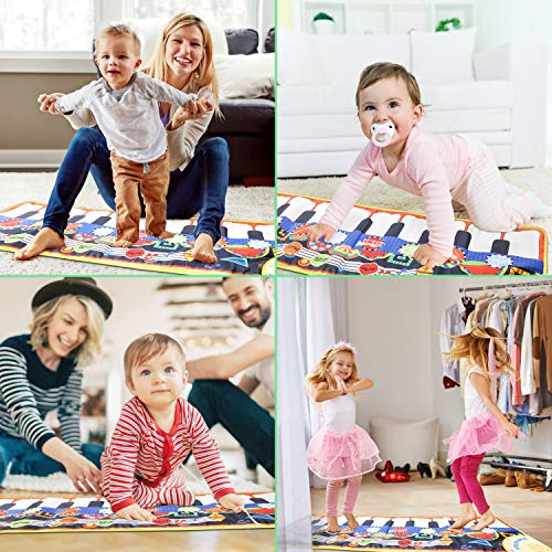 Musical Piano Mat, Vimpro19 Keys Piano Keyboard Play Mat Children Foot Touch Play Portable Musical Blanket Build-in Speaker & Recording Function for Kids Toddler Girls Boys 43.3'' X14.2'' - Thumbnail 5