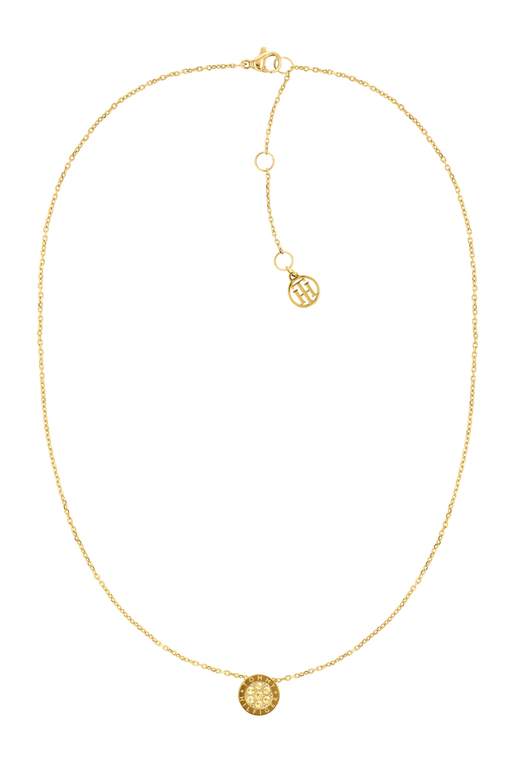 Tommy Hilfiger Jewelry Women's Yellow Gold Pendant Necklace Embellished with Crystals - 2780569