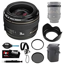 Canon EF 28mm f/1.8 USM Wide Angle Lens for Canon SLR Cameras + Lens Case (Black) + Accessory Kit