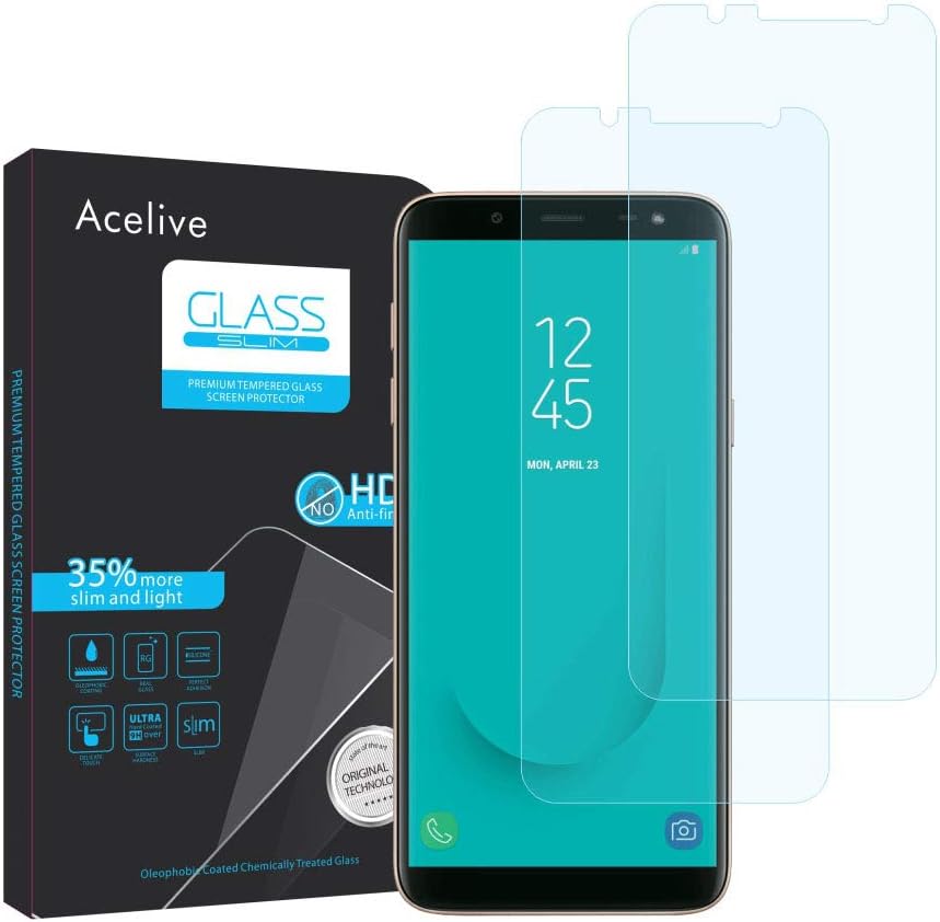 Acelive Samsung J6 2018 Screen Protector, 2 Pack Tempered Glass Bulletproof Glass Screen Protector Film for Samsung Galaxy J6 2018