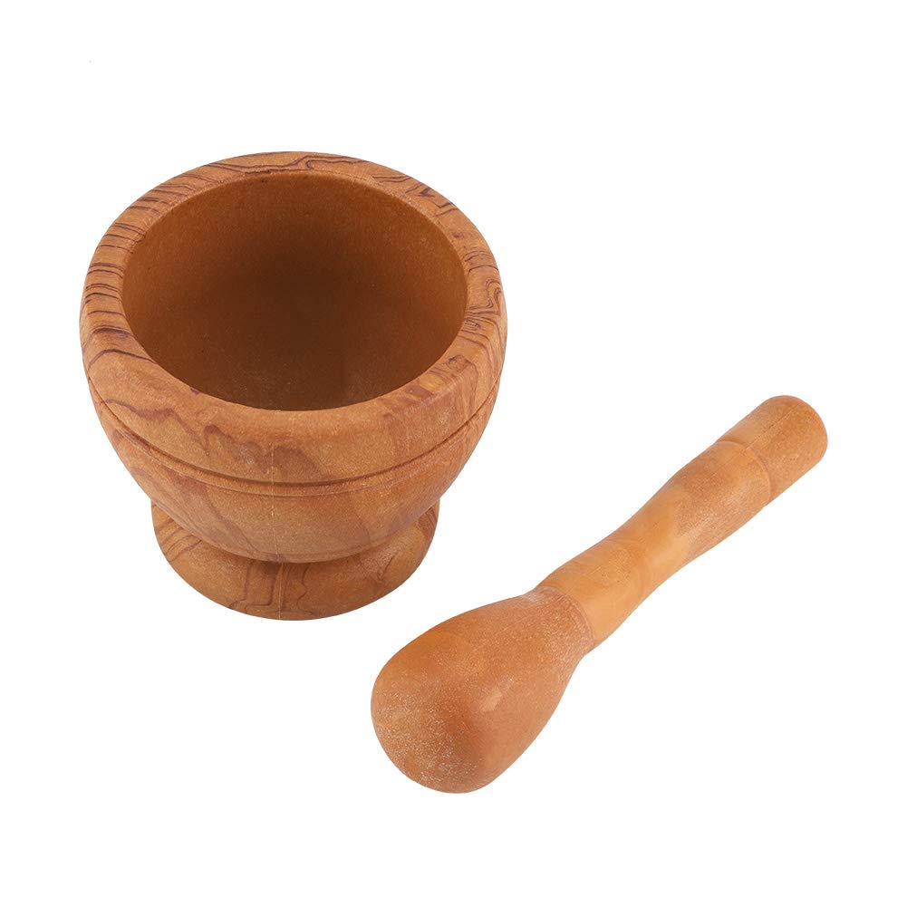 Mortar and Pestle,Jadeshay Manual Pestle and Mortar Garlic Grinder Spices Herbs Seasoning Set Mixed Mortar Pestle Set Grinding Bowl Kitchen Tool (Orange)