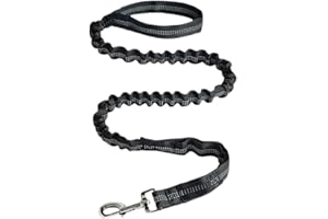 Heavy Duty Bungee Dog Leash for Shock Absorption, 4FT Training Leash for Medium Large Breed Dogs (Black)