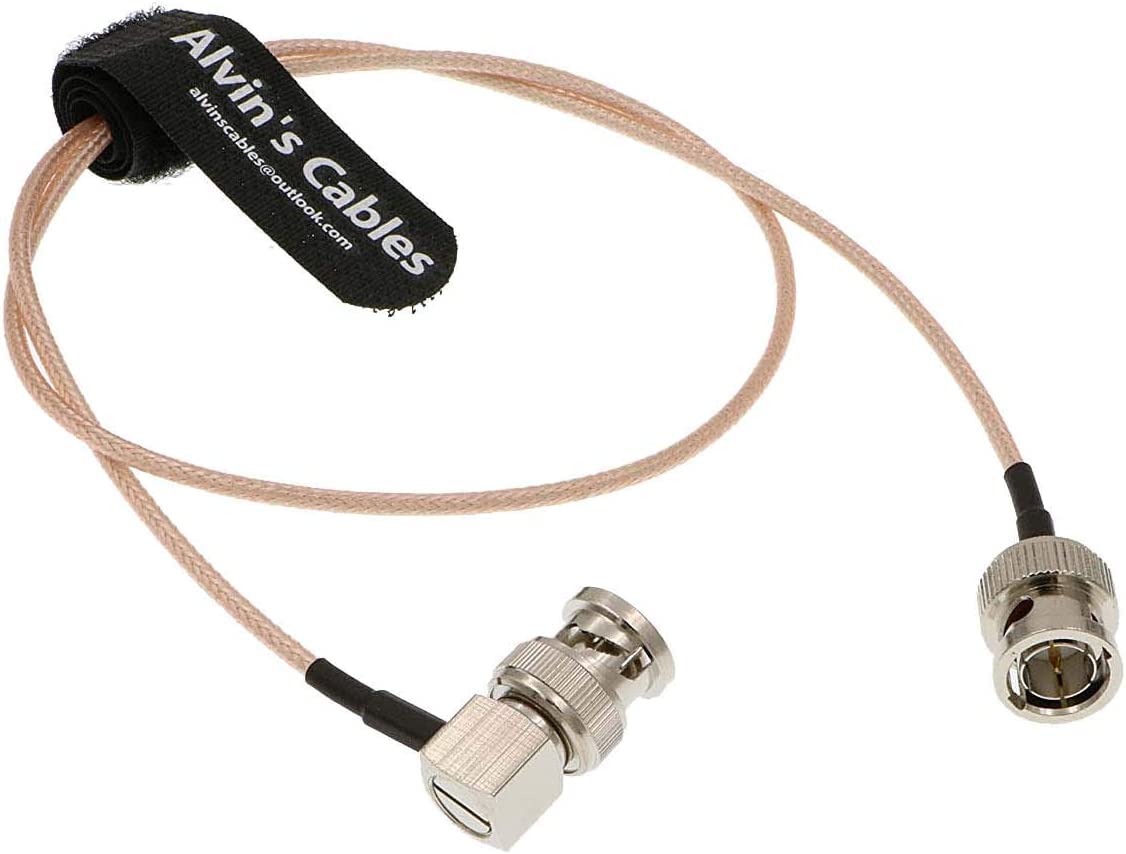 Alvin's Cables BNC Male to Male Right Angle RG179 Coaxial Cable for BMCC VIDEO Blackmagic Camera 50CM