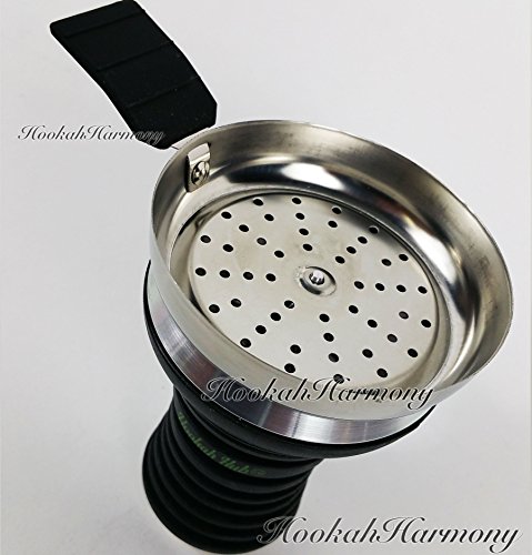 The HOOKAH HUB Black Shisha Bowl Silicone with Metal Screen Wind Cover Charcoal Screen - Thumbnail 3