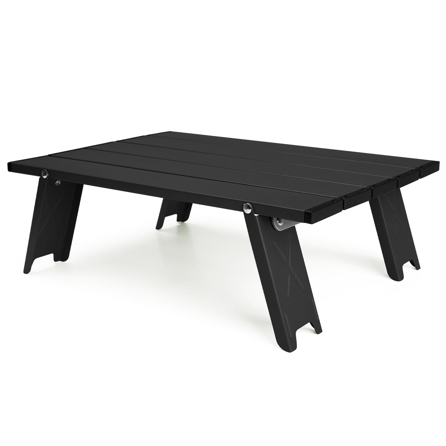 Outplea Mini Camping Table, Portable Outdoor Small Folding Camping Table with Carry Bag, Collapsible Aluminum Roll Up Table for Camping Picnic Tailgate Tent, Black