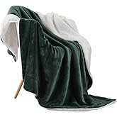 NANPIPER Flannel Blanket Reversible Sherpa Throw Blanket Super Soft Plush Warm Fleece Microfiber for Home/Outdoor/Travel (50"x60",Olive Green)