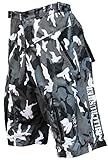 Astek Men's White Camo MTB BMX Baggy Padded Mountain Bike Shorts