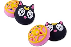 PERFECTSIGHT Cute Thumb Grip Caps Joystick Caps Compatible with Nintendo Switch Joycon/OLED/Switch Lite, Kawaii Magic Moon Skin Grip Button Stick Cover Controller 3D Analog Ergonomic Kit (Luna)
