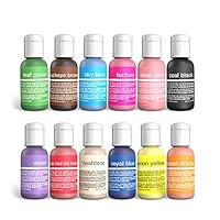 Chefmaster Liqua-gel Food Coloring (12 Pack) 20ml Liquid Gel Food Dye Set, Vegan & Kosher Food Coloring, 12 Vivid Food Colors for Easter Eggs, Drink Coloring, Slime Coloring & Fondant Coloring