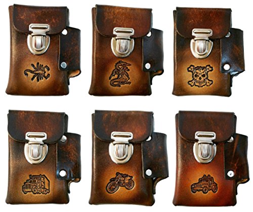 Hand Crafted Leather Cigarette Case, Lighter Pocket, Many Tooled Designs, Free Personalization