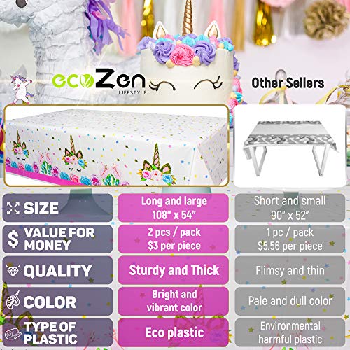 Unicorn Tablecloth, Set of 2 unicorn table cloth for birthday party, Extra-Large 108