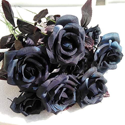 Sdd 9pcs 造花 黒バラ 人造花 ローズ ブラック お店の装飾 ディスプレイ 個性的