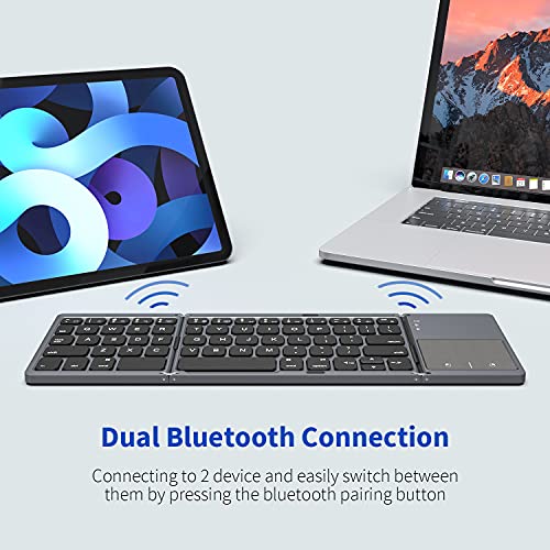 Foldable Bluetooth Keyboard, Rechargeable MultiDevice Wireless